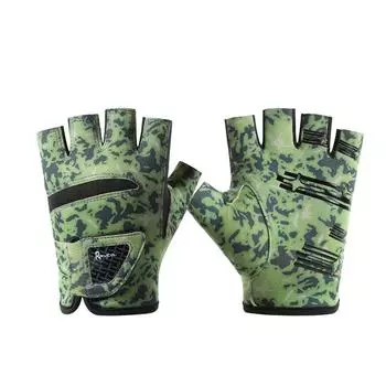 Fishing Gloves Special Exposed Three Fingers 2025 New Arrival Fishing Lure Non-Stick Bait Non Slip Outdoor Sun Protection French Style Half finger green color L