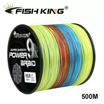 Fishing King 500M 9X плетеная леска, мультифиламентная леска из 100% полиэтилена, плетеная леска 0.6-0.12mm-20lb темно-зеленого