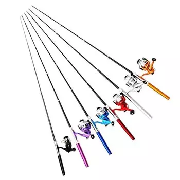 Fishing rod spinning reel set and compact pocket fishing 21cm Rod Red qb300079a04n0 [Olerdo Gear] Pen-shaped & Tetold B2 Lightweight rod/closed красный