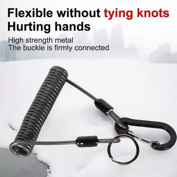 Fishing Rope Anti-Lost Spiral Spring Lure Pliers Lanyard Wire Spring Rope 2M