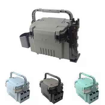Коробка для рыболовных снастей Многофункциональная рыболовная коробка для рыболовных снастей Пластиковая утолщенная коробка для хранения удочек и приманок Органайзер для рыболовных принадлежностей S чёрный