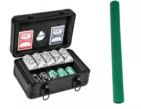 Фишки для покера GYMAX 300, 5 цветов, в комплект входят пластиковые игральные фишки для покера, казино, черного цвета, удобный коврик для покера, в комплект входят детали, цифры,