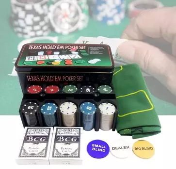 Фишки для покера HAPPY SUGAR Набор из 200 предметов Коврик для покера Стол для игры в блэкджек Товары для дома Карты казино Монеты казино с игральными картами