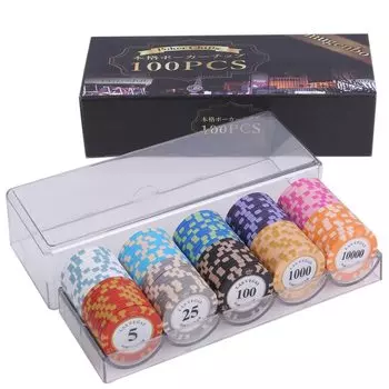 Фишки казино Покерные фишки Набор казино Покерный набор Вы настоящий покер 10 видов 100 штук с футляром Фишки маджонга Казино Покер Маджонг [Принесение