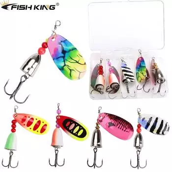 FISHKING 5 шт. блесна Willow Spinner Bait 8,0 г 12,5 г, медь, размер 3#-5# с тройным крючком 2#-1/0#, рыболовная приманка 8.0g/12.5g-5pcs