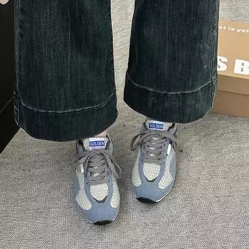 Fishnet shoes thick-soled breathable sports leisure moral training shoes women s 2025 spring and summer new models inner height increase Forrest Gu 35 синий