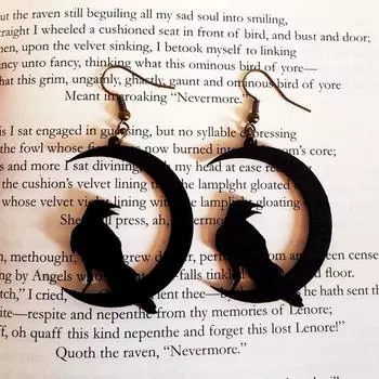 FishSheep модные акриловые черные серьги-капли в виде животных в виде луны для женщин, изготовленные вручную из смолы, темный ветер, ворона, волк, новые серьги, ювелирные изделия