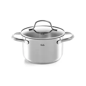 Fissler Double Handed Stainless 16cm San Francisco Stew Heat Gas Waterless 3 Layer Bottom Oven Dishwasher Pot, Steel, Pot, Resistant, Fire/IH