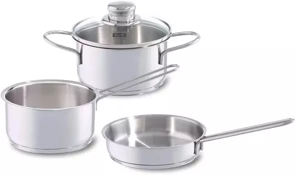 Fissler Pot нержавеющая сталь Snacky газовая кастрюля сковорода 16 см японский серебряный набор, кастрюля, набор, совместимый с Fire/IH, 14 см, [Авторизованный