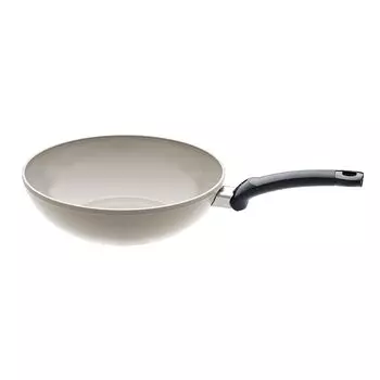 Fissler Wok 28 см Cerataru Wok Gas IH совместимо с PFAS, без PTFE, долговечное керамическое покрытие, сделано в Германии, японское антипригарное покрытие [Авторизованный продукт] серый