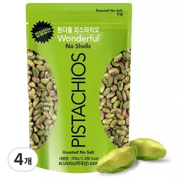 Фисташки Wonderful Pistachio Shellless, 200 г, 4 шт., корейские орехи