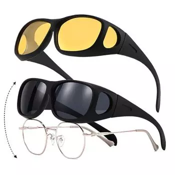 Fit Over Wrap Sunglasses Men Women Anti Glare Polarized Lens 100% UV400 Protection Driving Sport HD Night Vision Glasses as shown чёрный