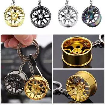 Брелки с ободом колеса, креативные автозапчасти, автомобильный брелок, брелки, кольца, декоры чёрный
