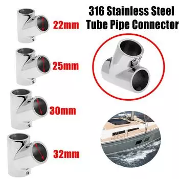 Фитинг для поручня для лодки 22/25/30/32 мм, 60 градусов, левый, 3-сторонний, подходит для труб из морской нержавеющей стали марки 316