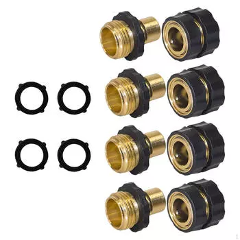Фитинги для садового шланга 3/4 дюйма, быстроразъемный разъем, 4 комплекта