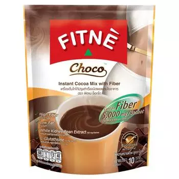FITNE Choco Смесь какао быстрого приготовления с клетчаткой, 10 пакетиков - Тайский 10 Sachets коричневый