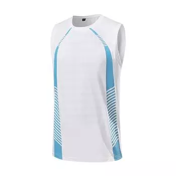 Фитнес Безрукавка Мужская Летняя Ледяной Шелк Сетка Плечо Большой Размер Быстросохнущая Тренировочная Футболка для Баскетбола XXXXXL белый