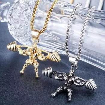 Фитнес Бодибилдинг Тяжелая атлетика Штанга Кулон Ожерелье Ювелирный аксессуар