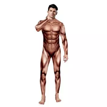 Фитнес Цифровая печать Симуляция Мышц Боди Мужская Сценическая Одежда для Выступлений S