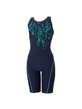 Фитнес-купальник Crash Dot Loosen Kneeskin M [Speed] женский темно-синий/аквариум