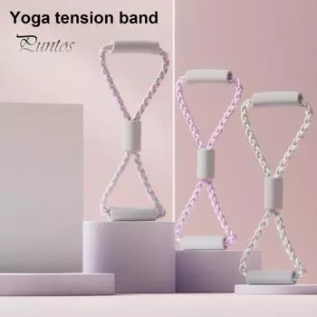 Фитнес-лента сопротивления Figure 8 с противоскользящей ручкой, портативная, для мужчин и женщин, для растяжки плеч, силовых тренировок, эластичный плетеный ремень фиолетовый