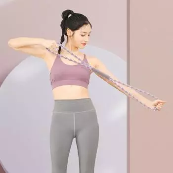 Фитнес-лента сопротивления Figure 8 с противоскользящей ручкой, портативная, для мужчин и женщин, для растяжки плеч, силовых тренировок, эластичный плетеный ремень розовый/синий