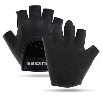 Фитнес Перчатки без пальцев Нескользящие Захват Тренажерный зал Велоспорт Тренировочные перчатки Дышащие Потостойкие Тренировочные перчатки для мужчин женщин S чёрный