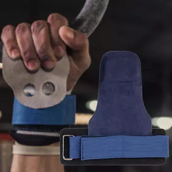 Фитнес-перчатки для тяжелой атлетики, защитная ручка для тренировок, поддерживающие ремни, подушечки для тяжелой атлетики, нескользящие тёмно-синий