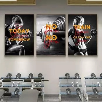 Фитнес Сексуальная Фитнес Девушка Холст Печать Плакатов Вдохновляющие Цитаты Фитнес Настенные Художественные Фотографии Тренажерный Зал Тренажерный Зал 21cm30cm NoFrame