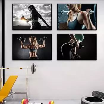 Фитнес-сила Красота Плакат и принты Современная фигура Картина на холсте Настенная картина для спортзала Украшение дома Подарок 21x30cm No Framed
