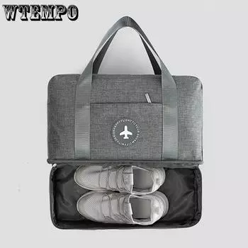 Фитнес-сумка Мужская коробка для сухой и влажной обуви Женская ручная короткая дорожная сумка чёрный