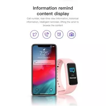 Фитнес-трекер Bluetooth-совместимый для iOS-Android-устройств с мониторингом артериального давления и пульса Напоминание о сидячем положении розовый