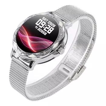 Фитнес-трекер для женщин, 1,2-дюймовый сенсорный экран, мониторинг сна, подсчет калорий, сотовый телефон, умные часы, серебристый цвет