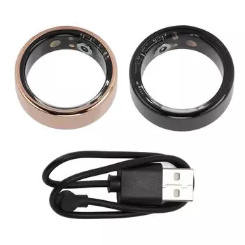 Фитнес-трекер Смарт-кольцо Счетчик шагов Сон Здоровье Кольцо Несколько спортивных режимов для Android Нержавеющая сталь Black
