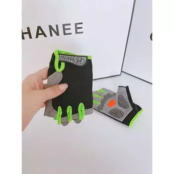 Fitness Gloves Half Finger Men and Women Summer Thin Equipment Training Outdoor Horizontal Bar Sports Cycling Anti-Cocoon Non Slip Breathable H Fashion Upgrade Green Black S