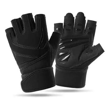 Fitness Gloves Half Finger Outdoor Sports Gym Training Pull Up Dumbbell Weight Lifting Lengthened Wrist Guard Gloves M