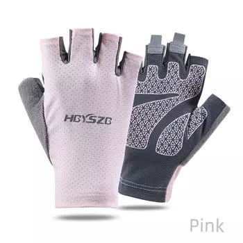 Fitness Gloves Men and Women Half Finger Ice Silk Lightweight Breathable Outdoor Cycling Yoga Horizontal Bar Equipment Training Anti-Cocoon Pink [ventilation hole]] XL