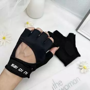 Fitness Gloves Men s and Women s Equipment Training Bicycle Yoga Non-Slip Wear-Resistant Anti-Cocoon Shock Absorption Sports Riding Half Finger Thin Stereo thickened palm Black L