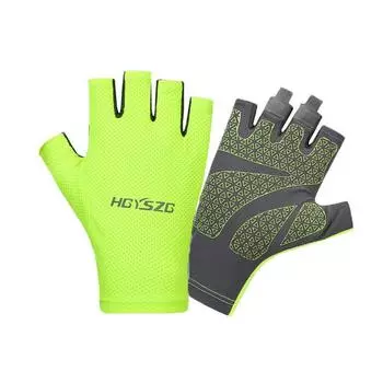 Fitness Gloves Men s Summer Thin Sunscreen Riding Driving Sports Equipment Training Yoga Non-Slip Fishing Half Finger Women Breathable net Green M