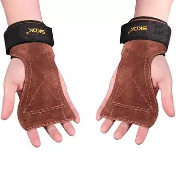 Fitness Hand Protection Leather Palm Protection Equipment Anti Slip and Wear-resistant Wrist Protection Hard Pull Grip Strap Protection кофейный