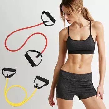 Fitness Resistance Band with Anti-slip Handle Portable Men Women Arm Shoulder Stretch Strength жёлтый