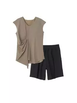 Fitness Swimsuit Refined French Sleeve Separates Flagstone M [Speed] Women s