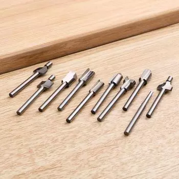 Fits Dremel Rotary Set Electric Trimming Machine 10pcs 1/8 Woodworking Cutter Polishing Milling Cutter Engraving Machine серебряный