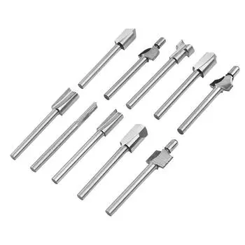 Fits Dremel Rotary Set Electric Trimming Machine 10pcs 1/8 Woodworking Cutter Polishing Milling Cutter Engraving Machine серебряный