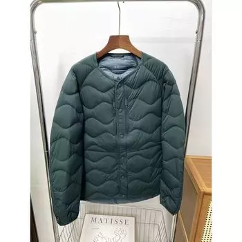Fitting Room Retro Crew Neck Lightweight Warm down Jacket Dark green L