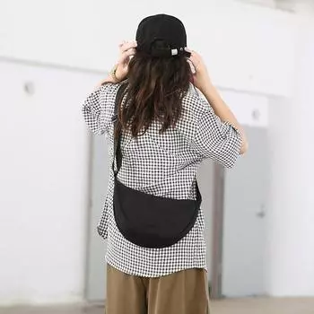 Fitting Room Same Style Bag Female Casual Underarm Bag Japanese Style Satchel Couple Shoulder Messenger Bag Canvas Dumpling Bag Single Black