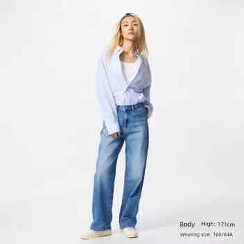 Fitting Room Women s Clothing Loose Straight-leg Denim/Washed Product/Wide Pants High Waist Casual 25 New Arrival 474934 64 Lake Blue EUR28