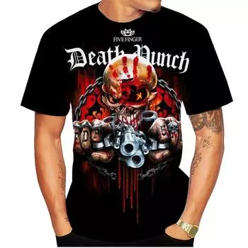 Five Finger Death Punch Мужчины Женщины Casaul Забавная футболка с 3D принтом Harajuku Футболка с коротким рукавом в стиле хип-хоп Sreet Одежда больших размеров XXS