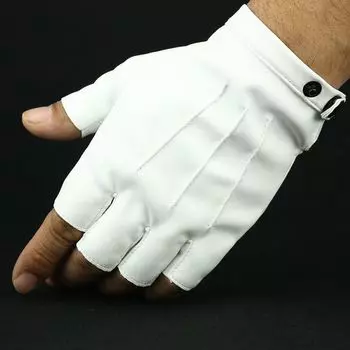 Five Finger Half Finger Leather Gloves Men and Women Outdoor Sports White Fishing Cycling and Driving Half Finger Exposed Waterproof Pu Oversleeves White One size