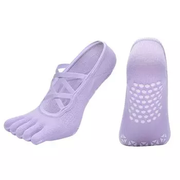 Five Finger Yoga Socks Indoor Sports Dance Fitness Room Socks Adult Yoga Non-Slip Socks Pilates Socks W6-light purple